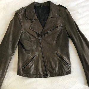 William Rast Cropped Leather Moto Jacket
